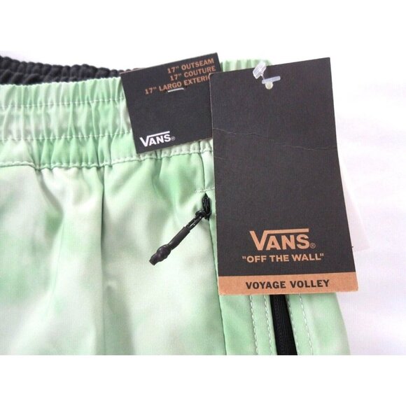 Vans Men's Voyage Volley 17" Tie Dye Swim shorts Celadon Green Black White NWT - Picture 2 of 4
